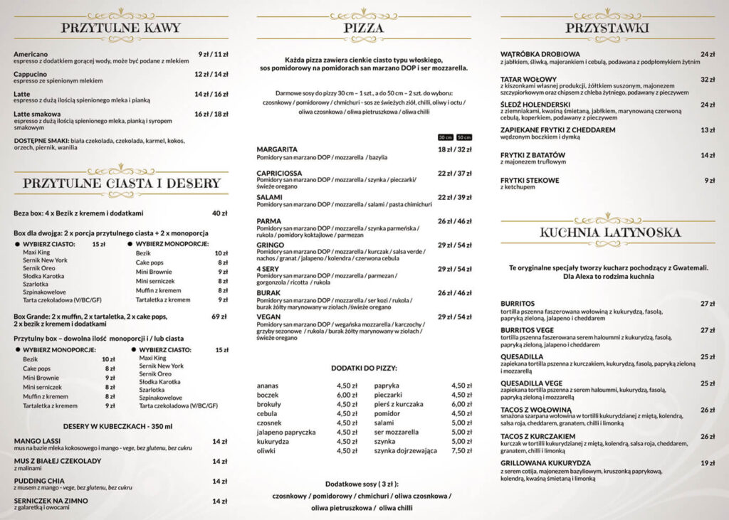 Menu Przystanek Przytulna