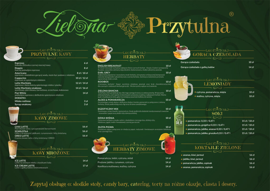 menu zielona przytulna